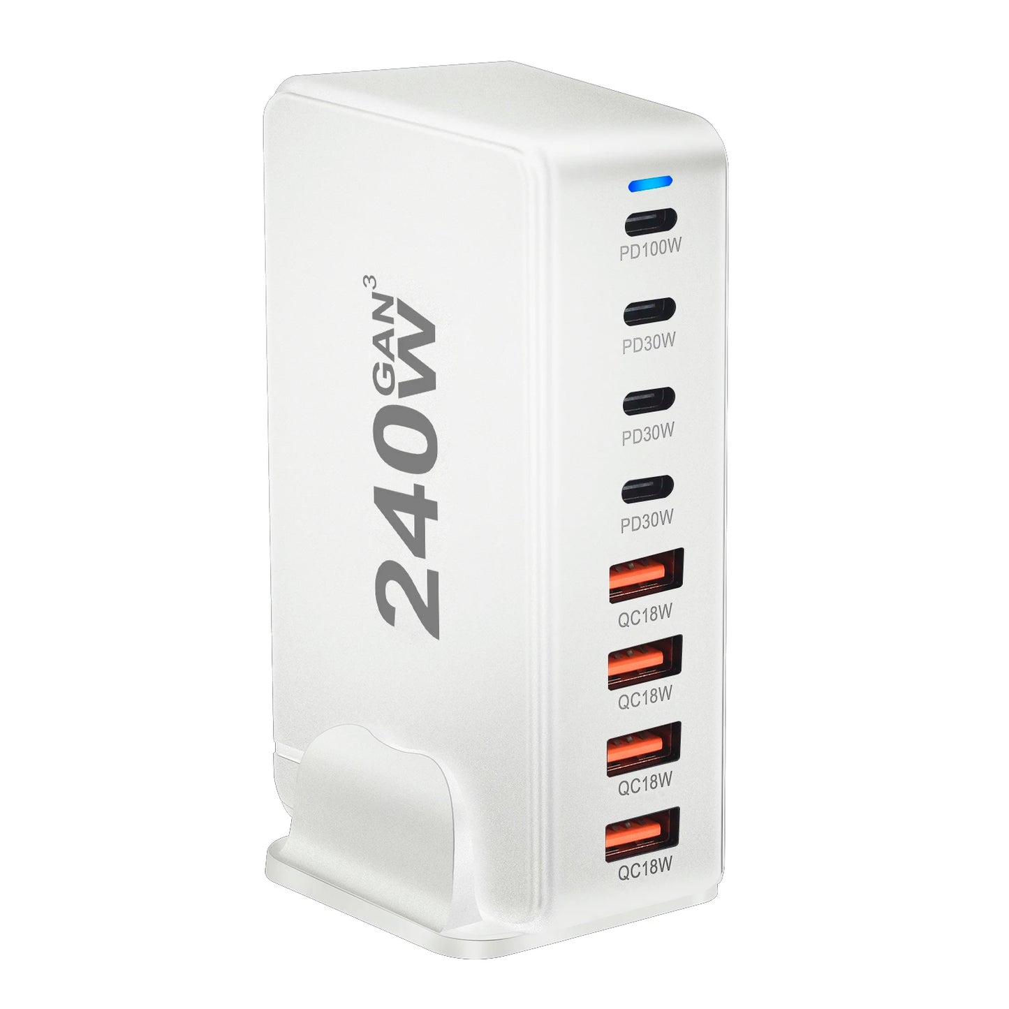 268W/240W GaN Desktop Charging Station with 8 Ports and PD Support
