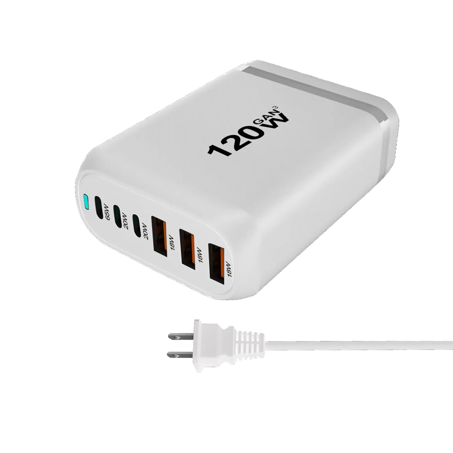 120W GaN 6-Port Fast Charging Hub with PD Support