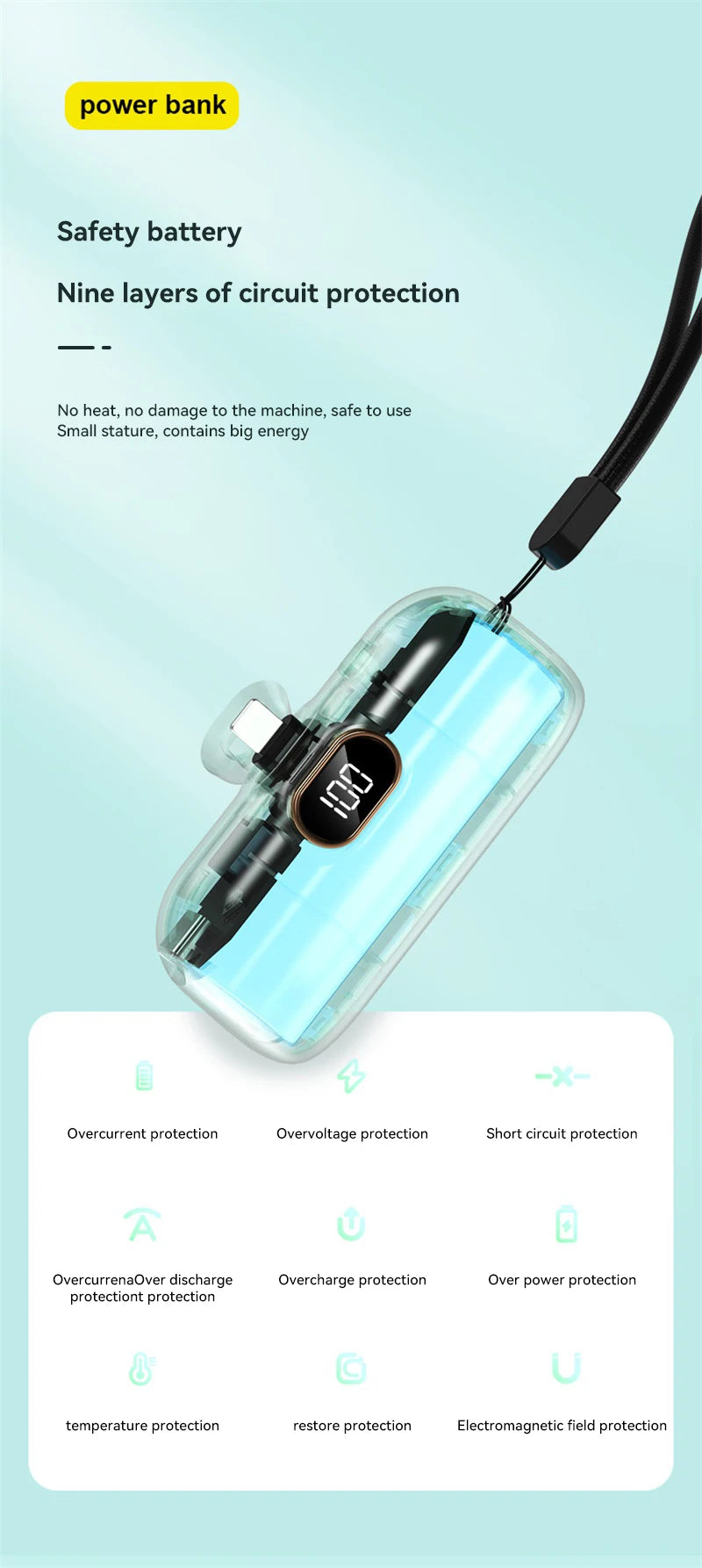 Xiaomi Capsule Portable Power Bank with Wireless Charging - 30000mAh Capacity
