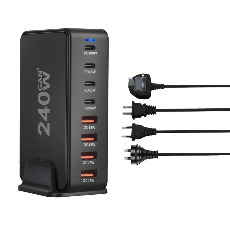 240W GaN Desktop Charging Station with 8 Ports