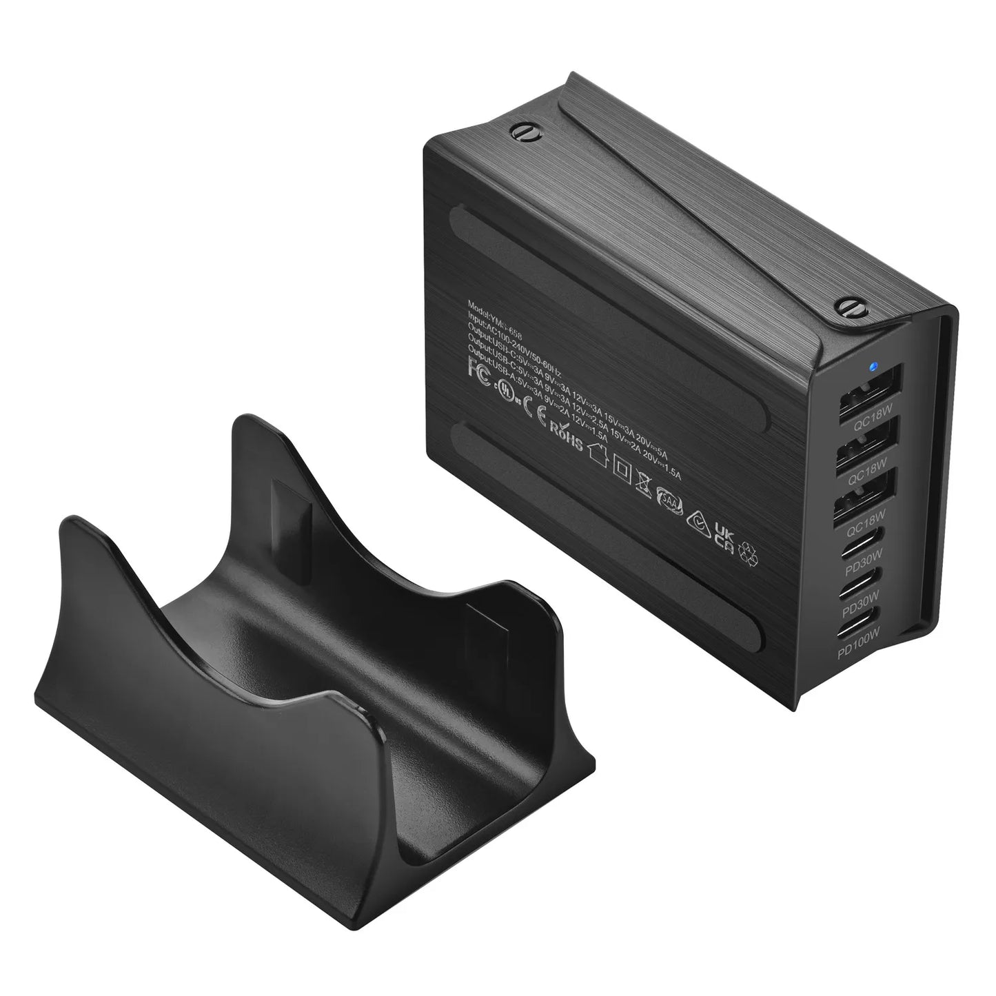 200W GaN 6-Port Desktop Charging Station with Triple USB-C