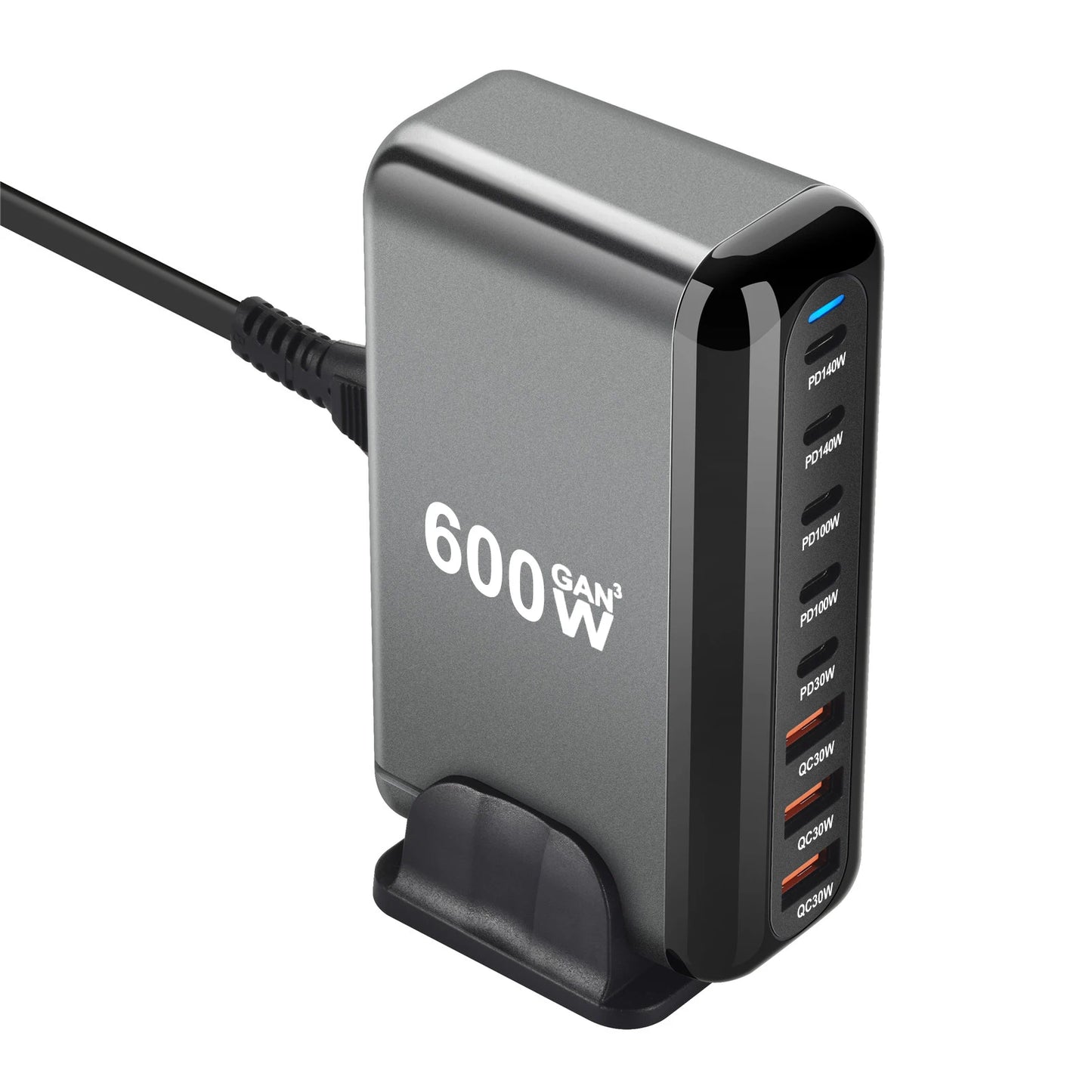 600W GaN 8-Port USB-C Power Hub - 5 USB-C & 3 USB-A Fast Charging Station with PD Support