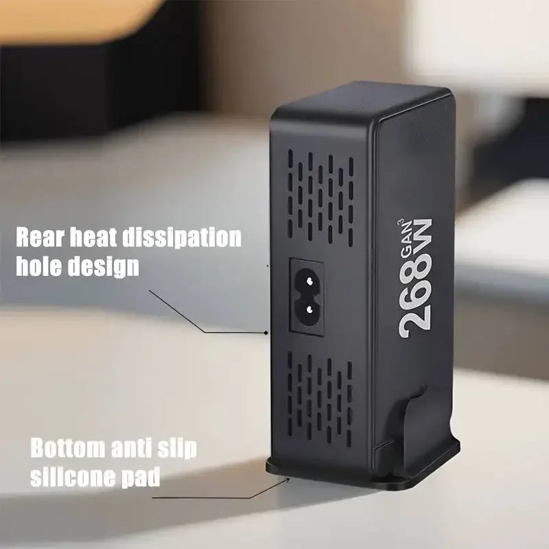 268W/240W GaN Desktop Charging Station with 8 Ports and PD Support