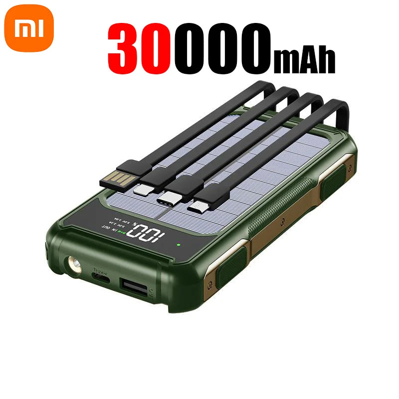 Xiaomi Solar Power Bank with Built-in Cables and Laser Light - 30000mAh Capacity