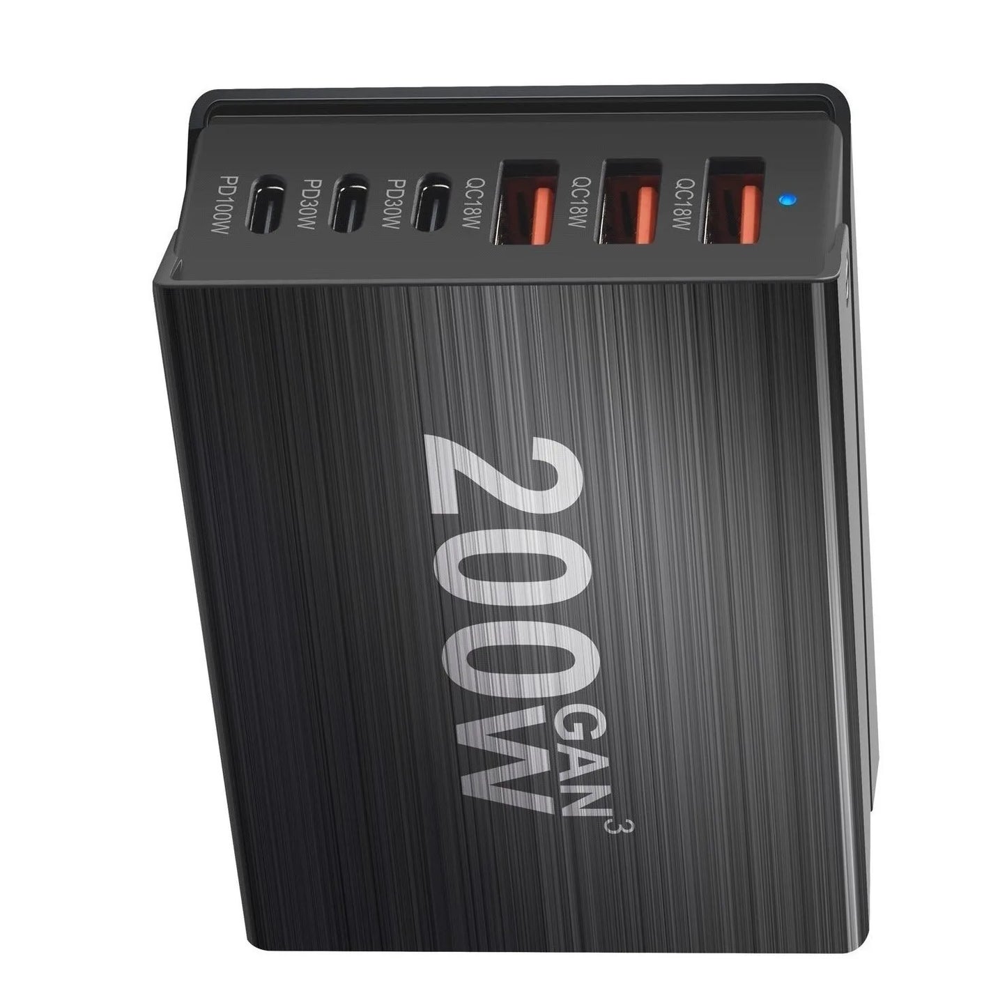 200W GaN 6-Port Desktop Charging Station with Triple USB-C