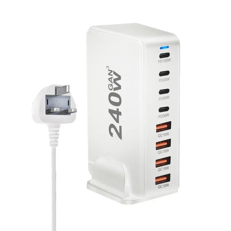 240W GaN Desktop Charging Station with 8 Ports