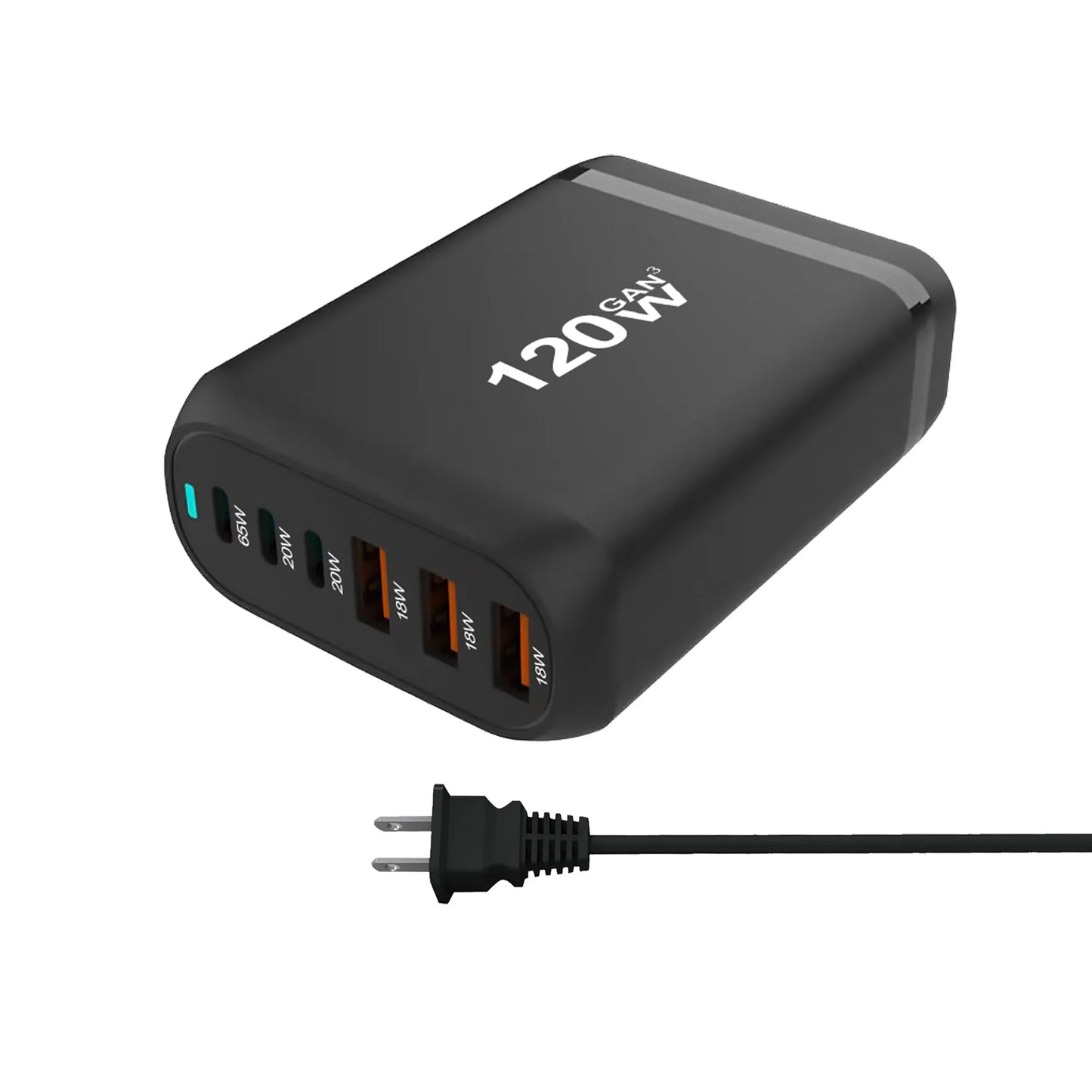 120W GaN 6-Port Fast Charging Hub with PD Support