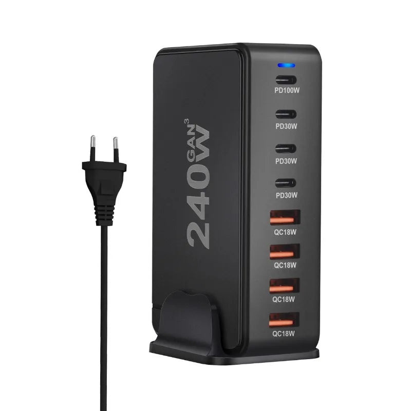 240W GaN Desktop Charging Station with 8 Ports