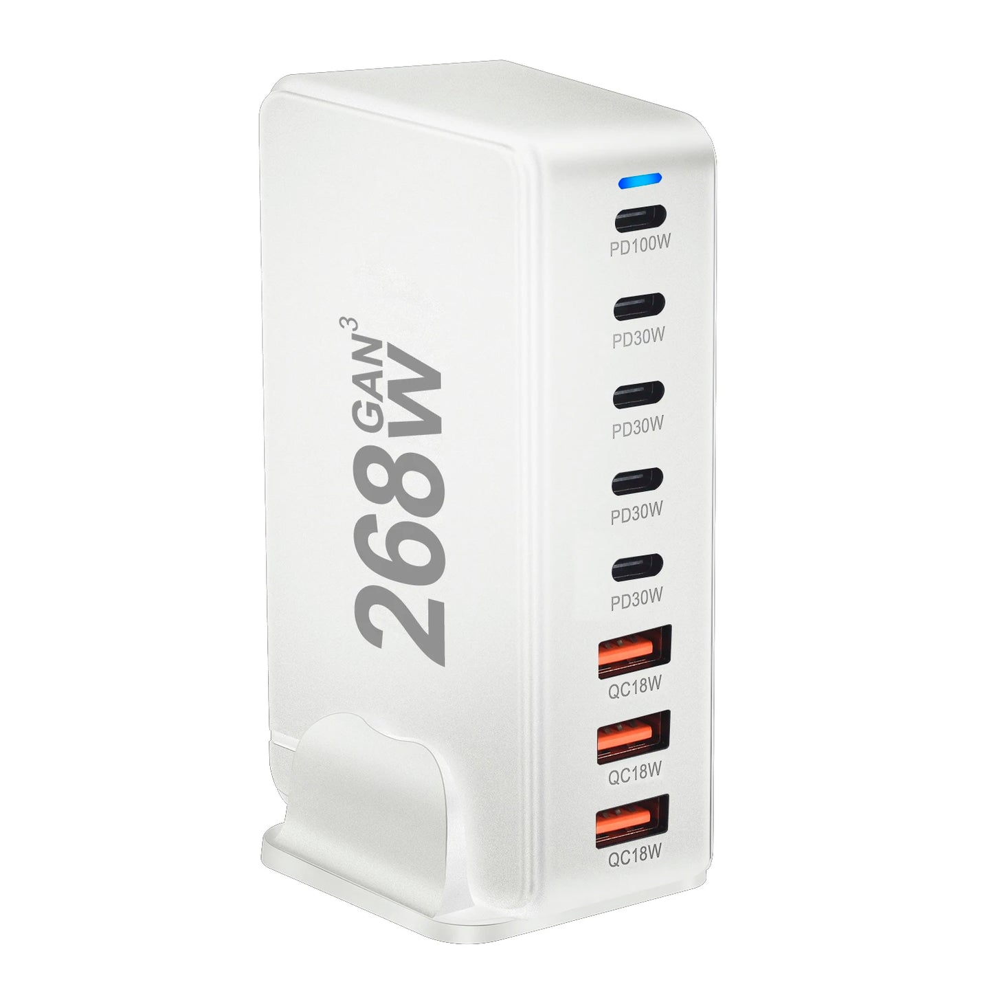 268W/240W GaN Desktop Charging Station with 8 Ports and PD Support