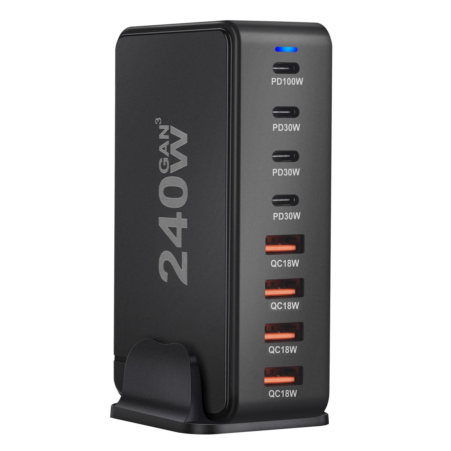 268W/240W GaN Desktop Charging Station with 8 Ports and PD Support