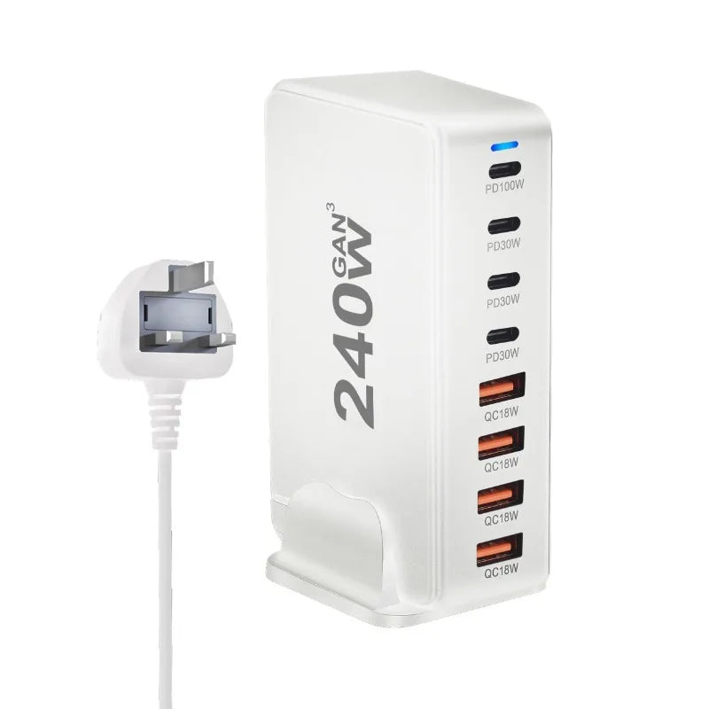 240W GaN Desktop Charging Station with 8 Ports