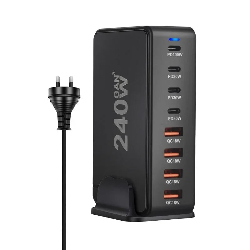 240W GaN Desktop Charging Station with 8 Ports