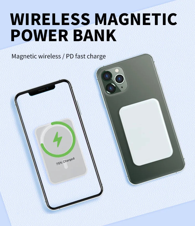 MagSafe Compatible 15W Magnetic Power Bank - Wireless Portable Charger for iPhone