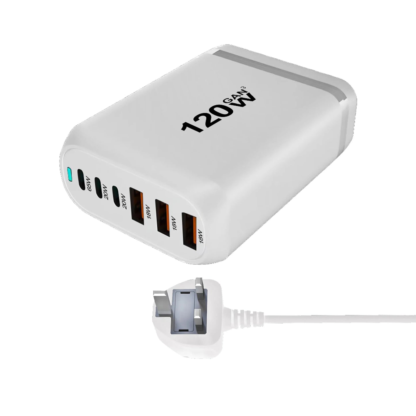 120W GaN 6-Port Fast Charging Hub with PD Support