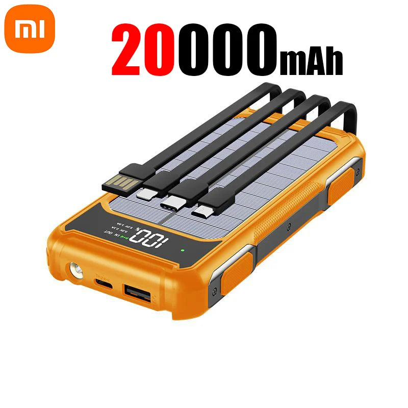 Xiaomi Solar Power Bank with Built-in Cables and Laser Light - 30000mAh Capacity