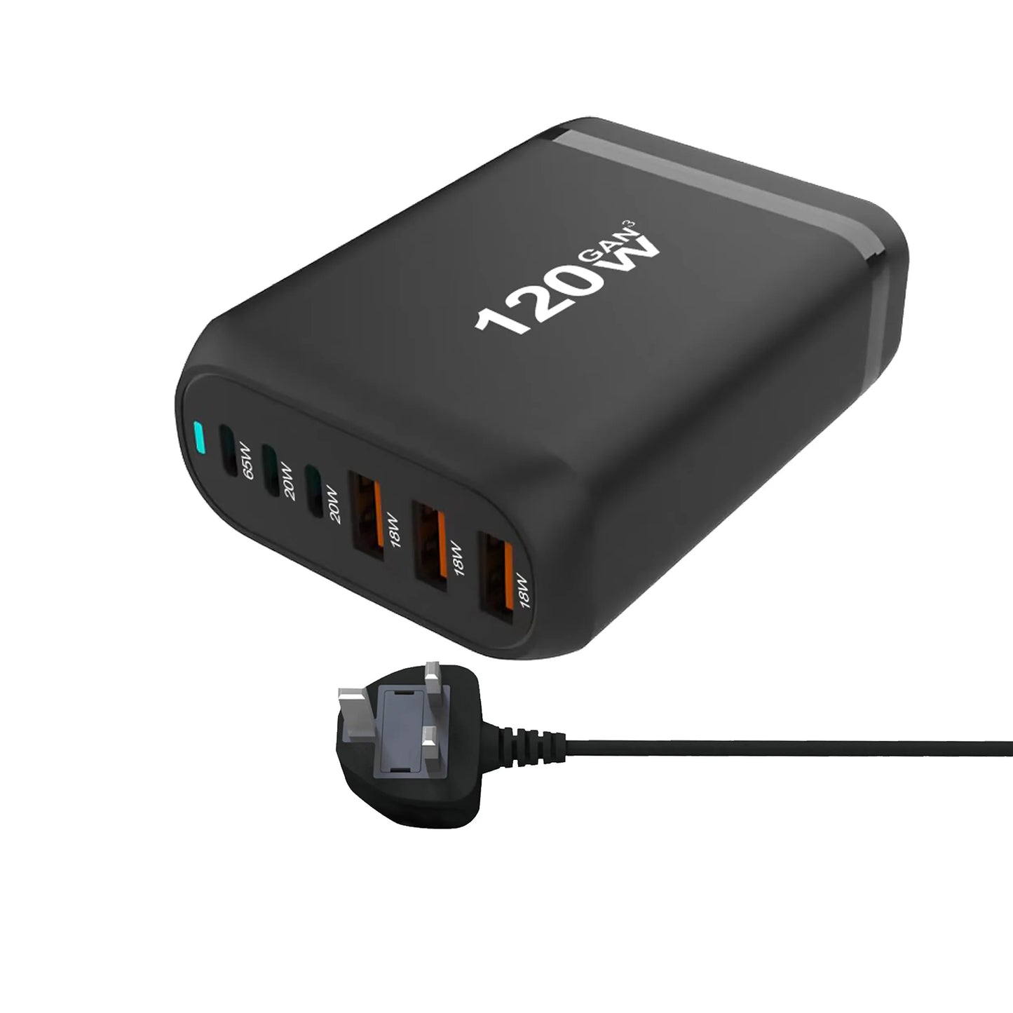 120W GaN 6-Port Fast Charging Hub with PD Support