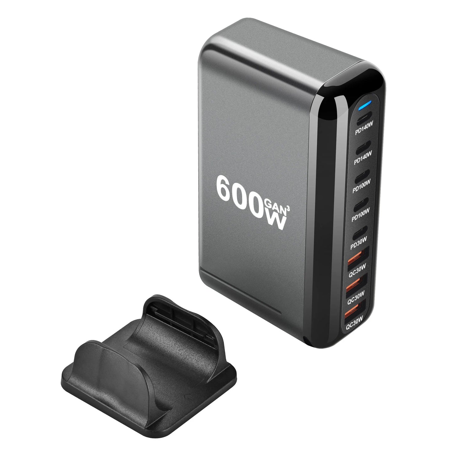 600W GaN 8-Port USB-C Power Hub - 5 USB-C & 3 USB-A Fast Charging Station with PD Support