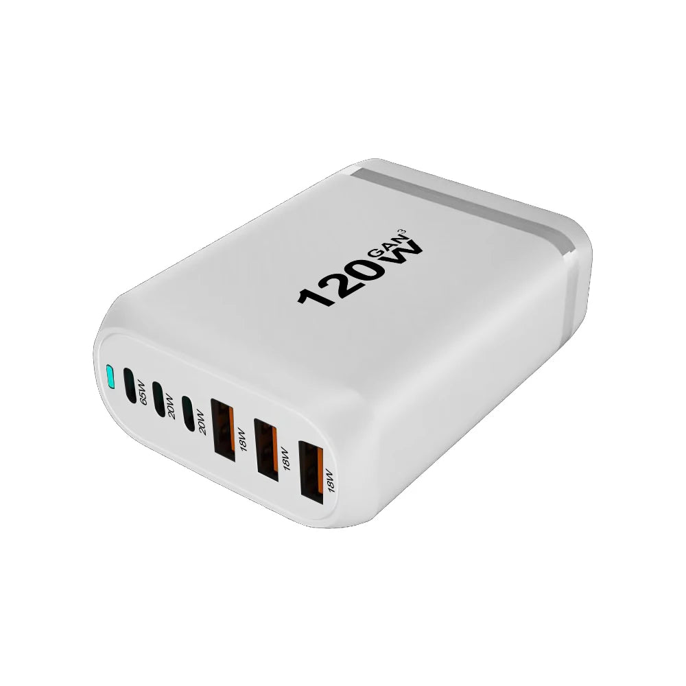 120W GaN 6-Port Fast Charging Hub with PD Support