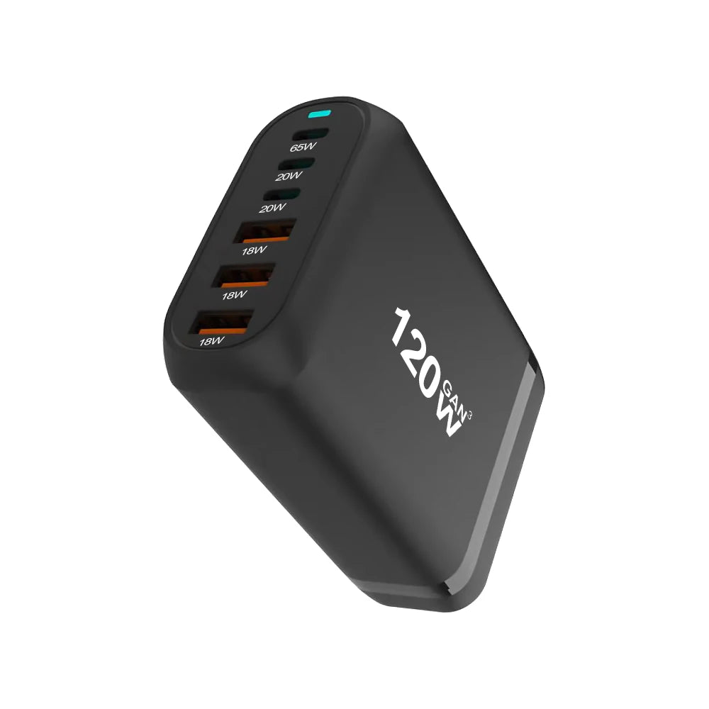 120W GaN 6-Port Fast Charging Hub with PD Support