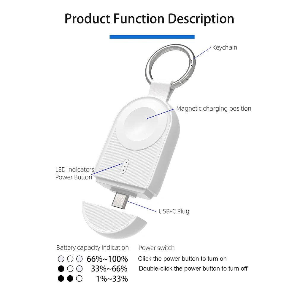 Portable Magnetic Wireless Charging Power Bank for Apple Watch