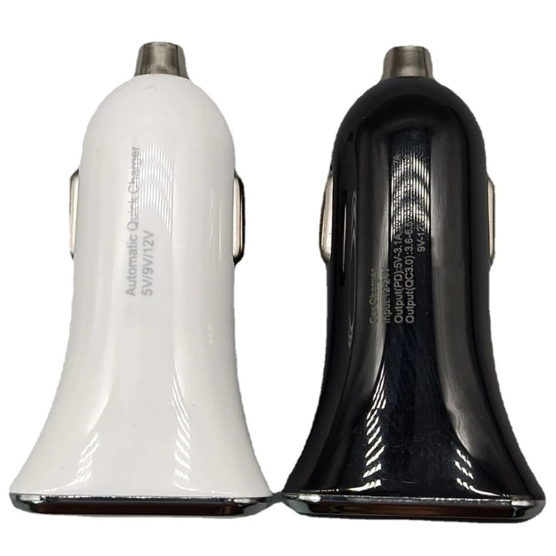 38W Dual-Port Car Charger with PD and QC Support