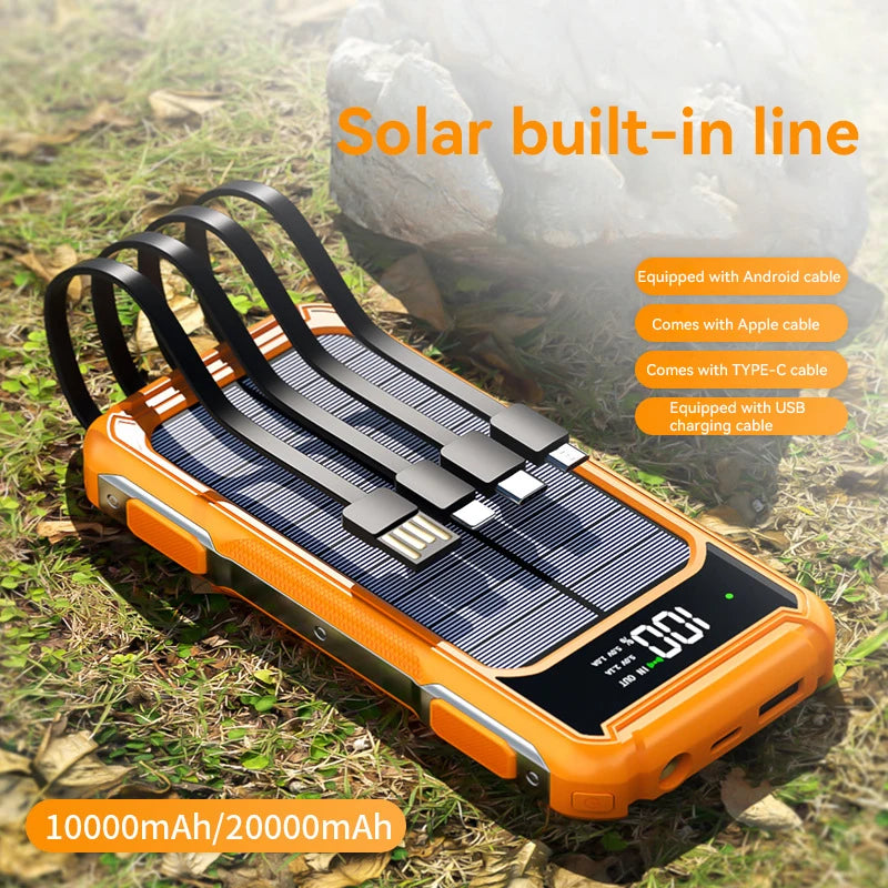 Xiaomi Solar Power Bank with Built-in Cables and Laser Light - 30000mAh Capacity