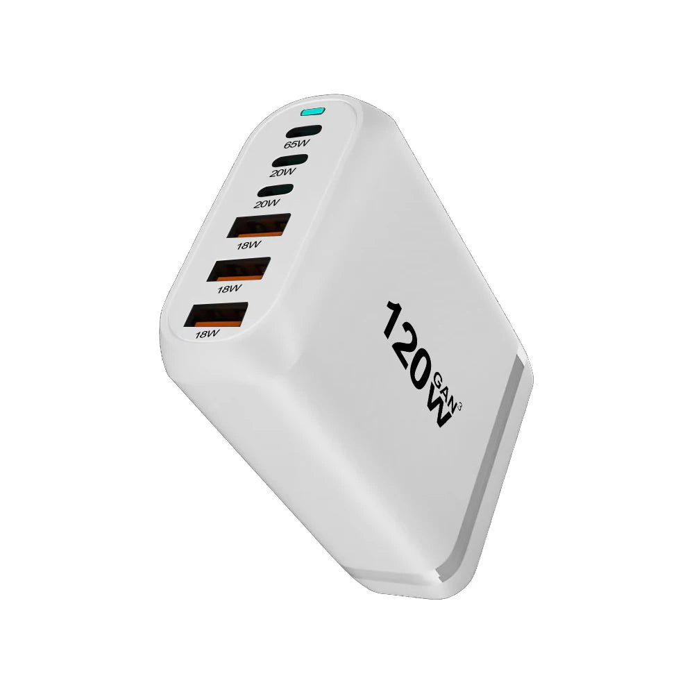 120W GaN 6-Port Fast Charging Hub with PD Support
