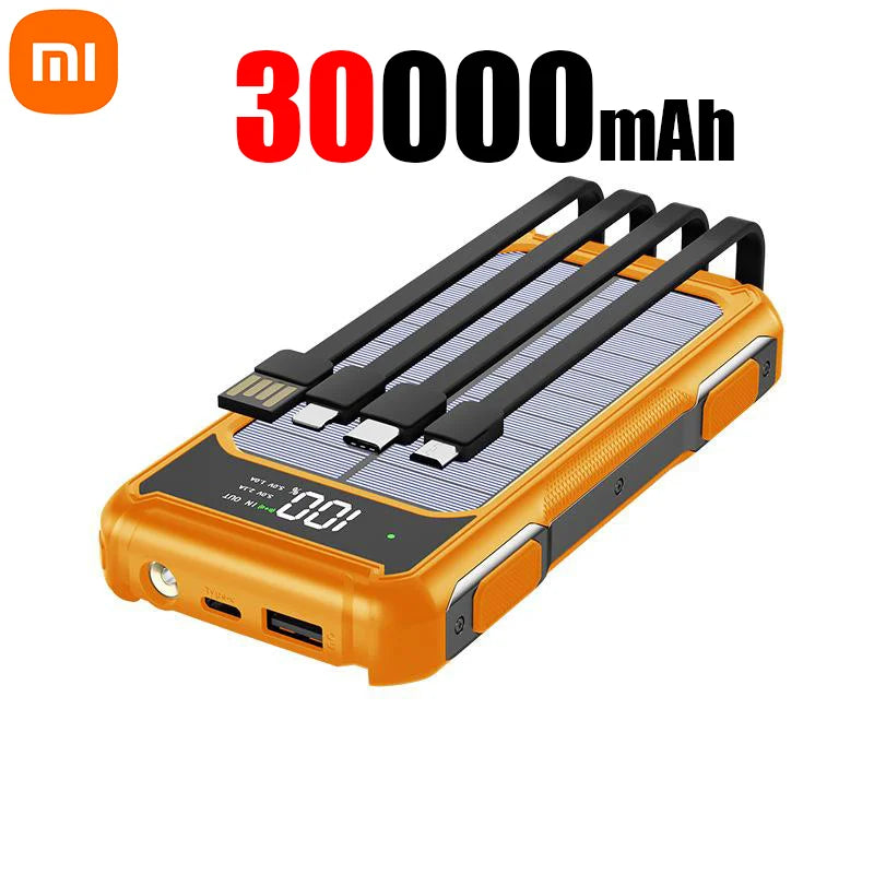 Xiaomi Solar Power Bank with Built-in Cables and Laser Light - 30000mAh Capacity