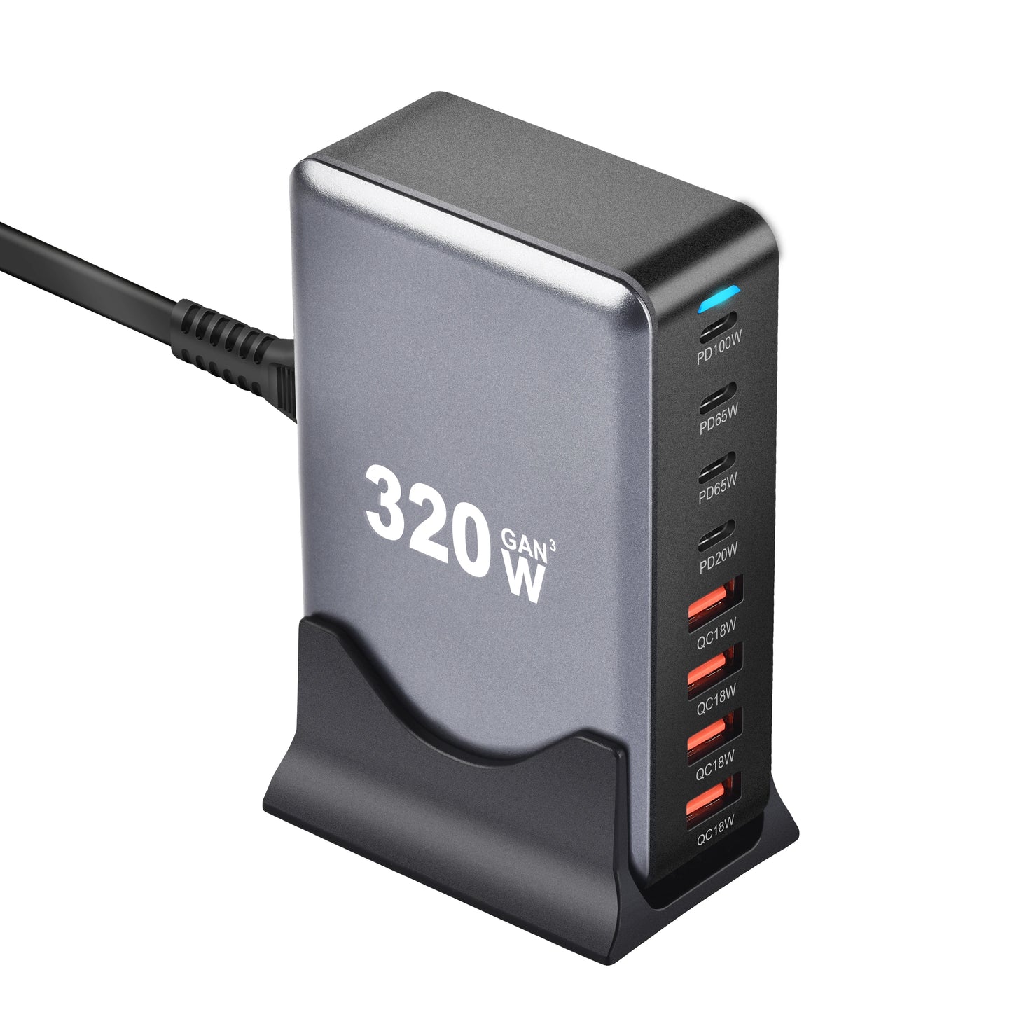 320W GaN 8-Port USB-C Power Station - Fast Charging Hub with PD & QC Support for iPhone 15/14  & Samsung