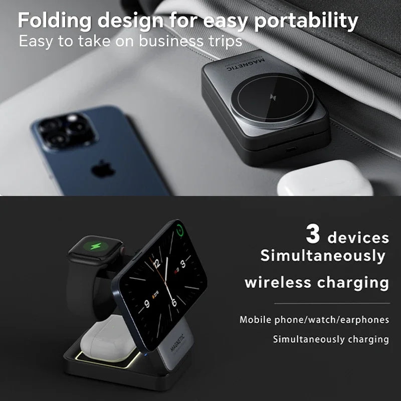 3 in 1 Magnetic Wireless Charging Stand for iPhone, Apple Watch & AirPods