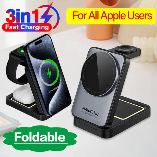3 in 1 Magnetic Wireless Charging Stand for iPhone, Apple Watch & AirPods