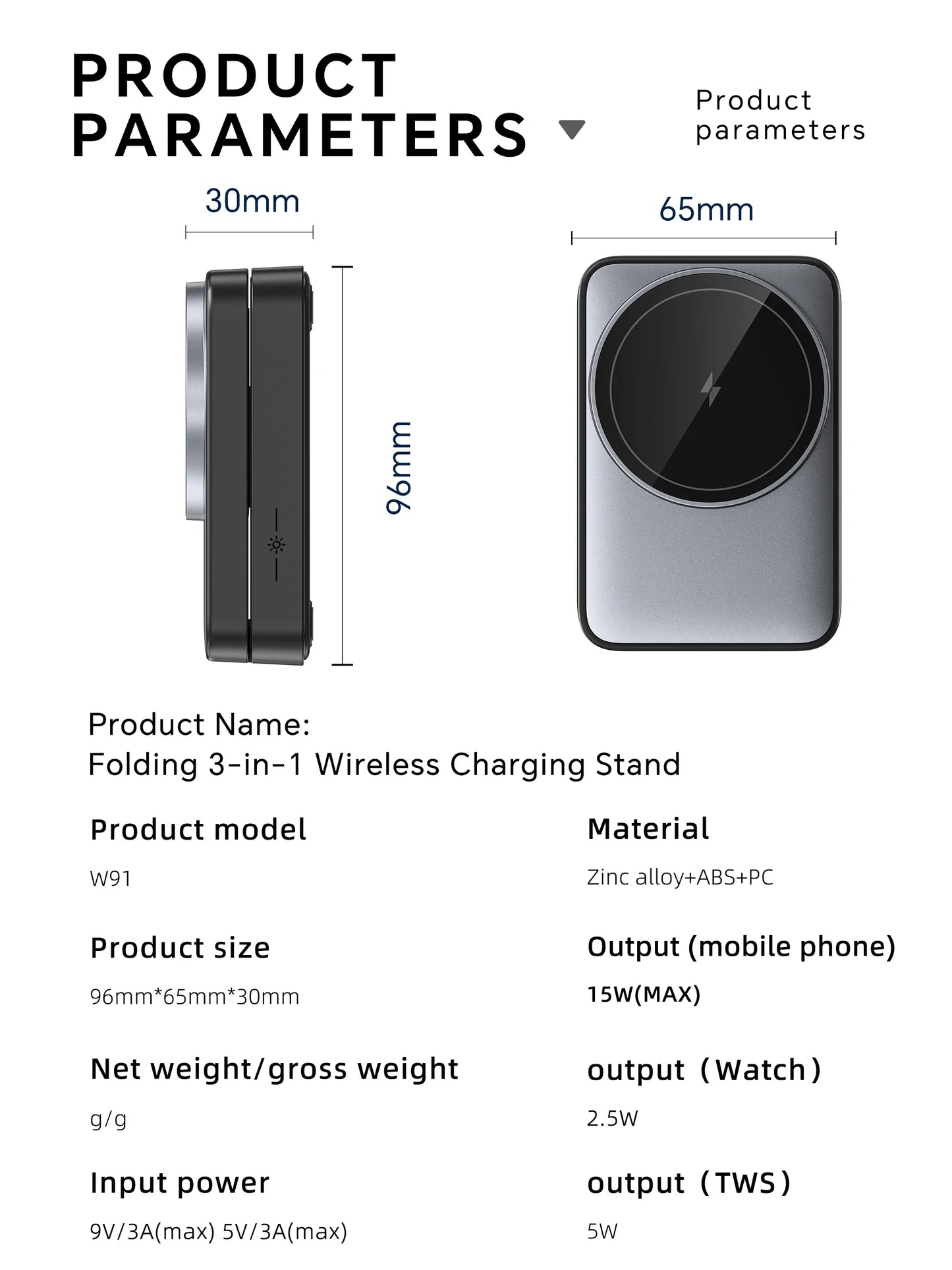 3 in 1 Magnetic Wireless Charging Stand for iPhone, Apple Watch & AirPods