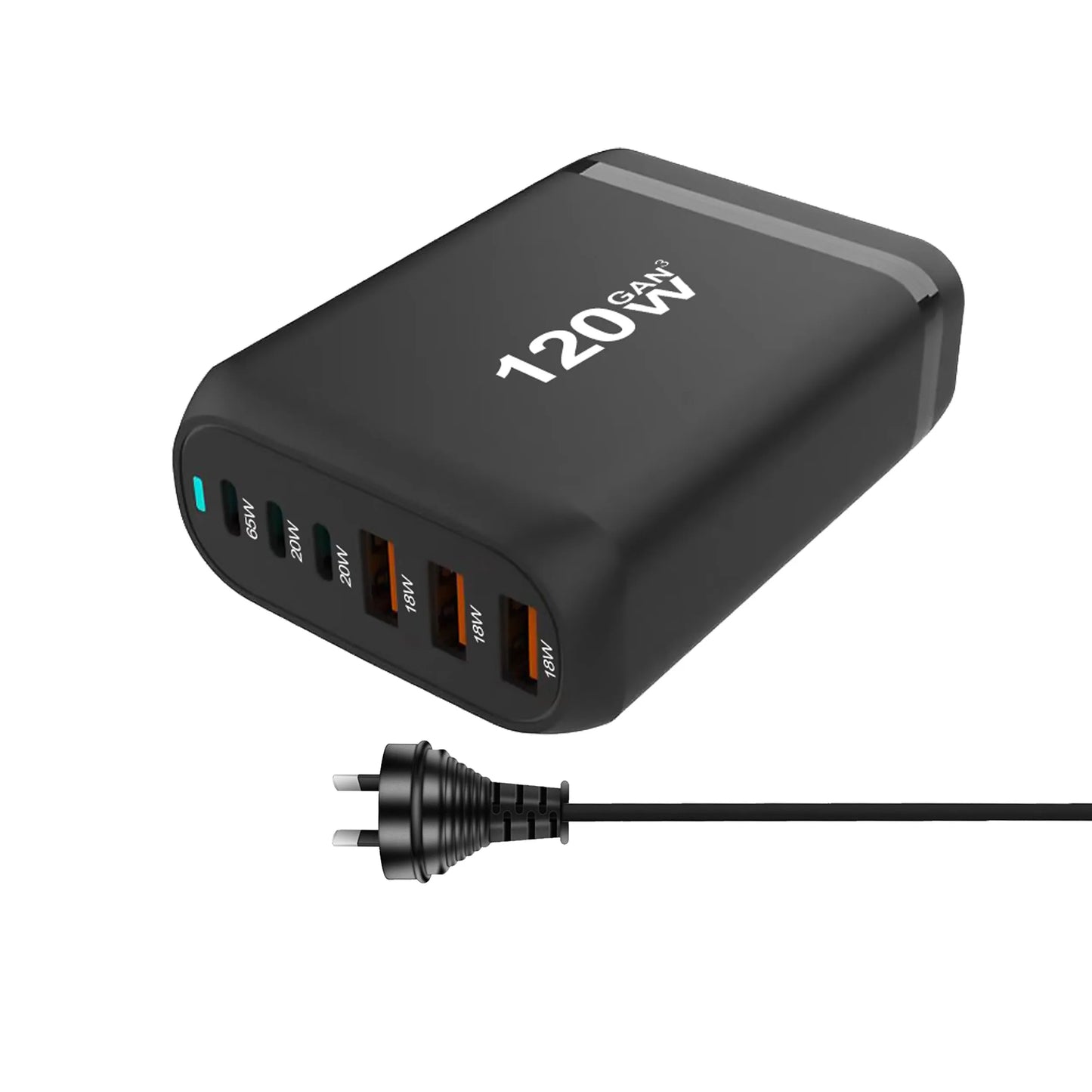 120W GaN 6-Port Fast Charging Hub with PD Support