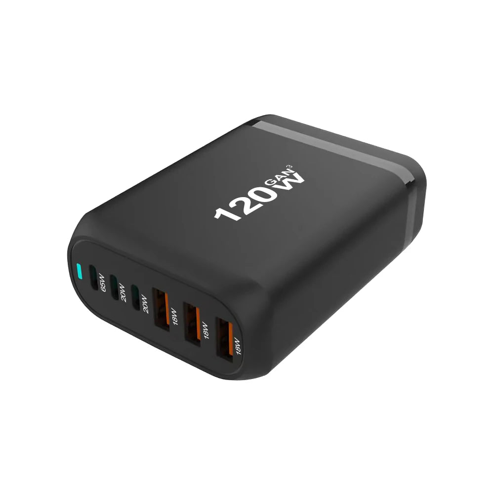 120W GaN 6-Port Fast Charging Hub with PD Support