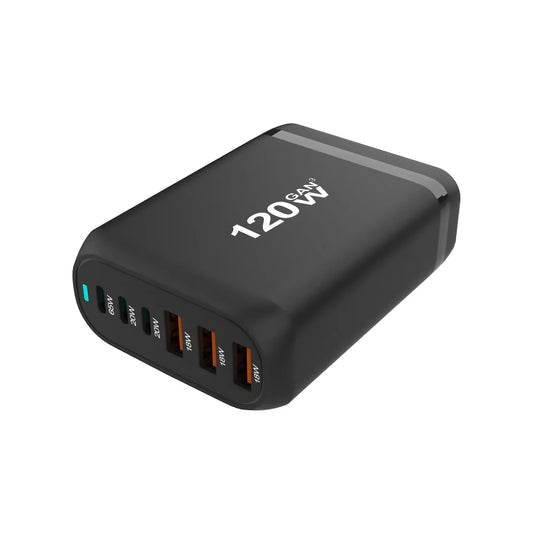 120W GaN 6-Port Fast Charging Hub with PD Support