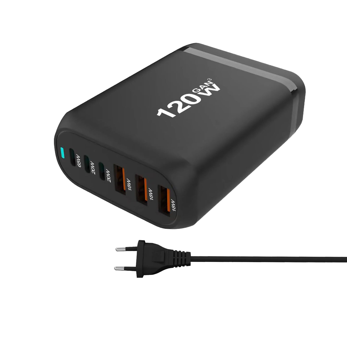 120W GaN 6-Port Fast Charging Hub with PD Support