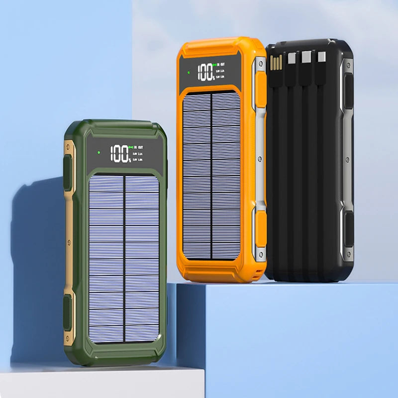 Xiaomi Solar Power Bank with Built-in Cables and Laser Light - 30000mAh Capacity