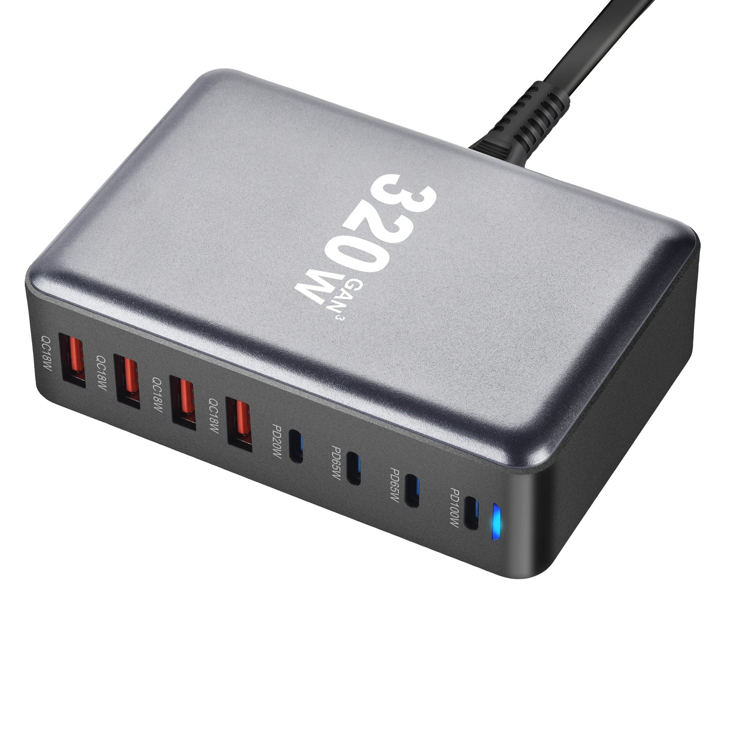 320W GaN 8-Port USB-C Power Station - Fast Charging Hub with PD & QC Support for iPhone 15/14  & Samsung