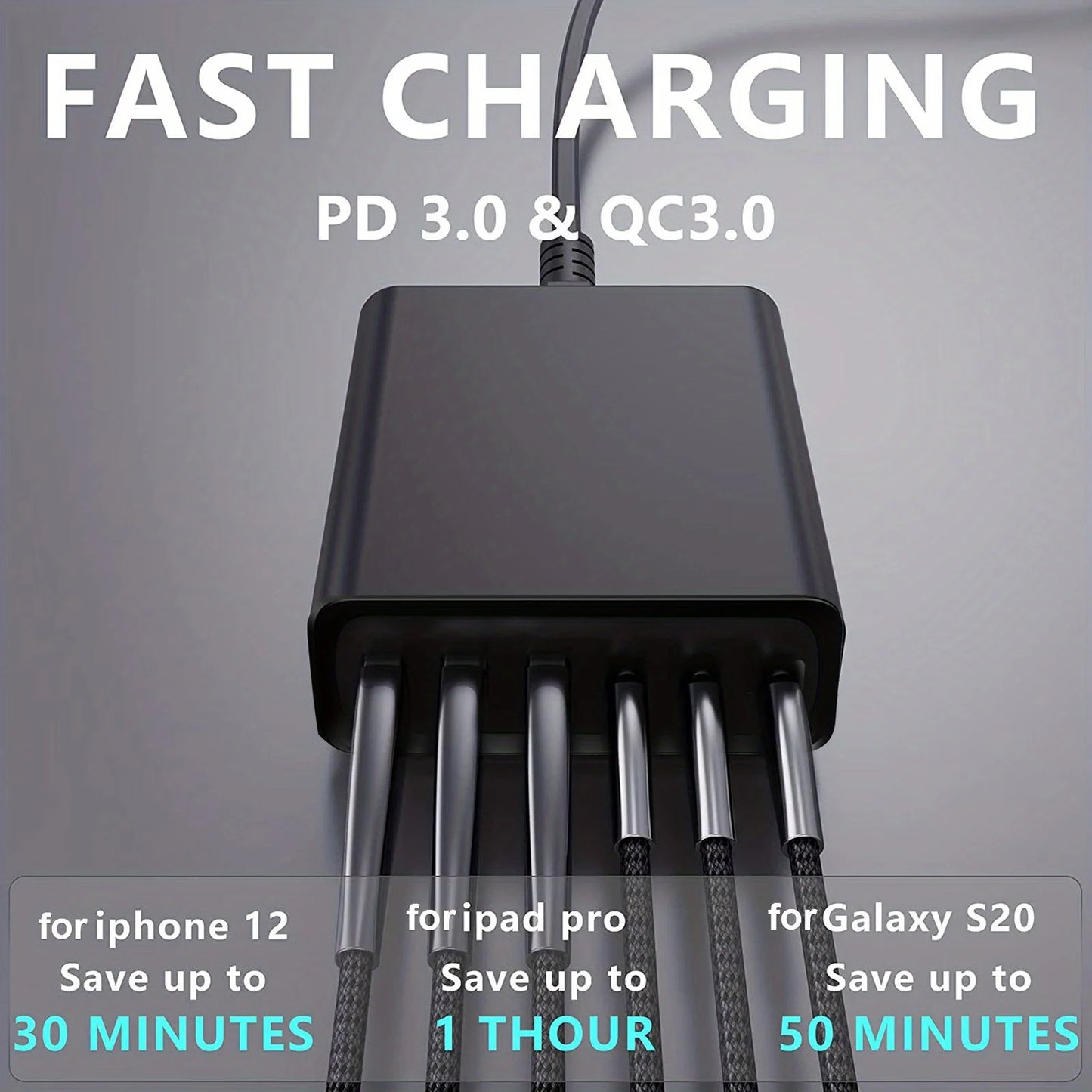 120W GaN 6-Port Fast Charging Hub with PD Support