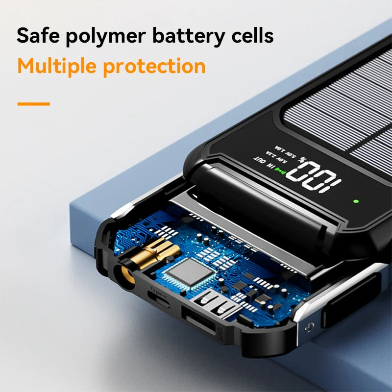 Xiaomi Solar Power Bank with Built-in Cables and Laser Light - 30000mAh Capacity