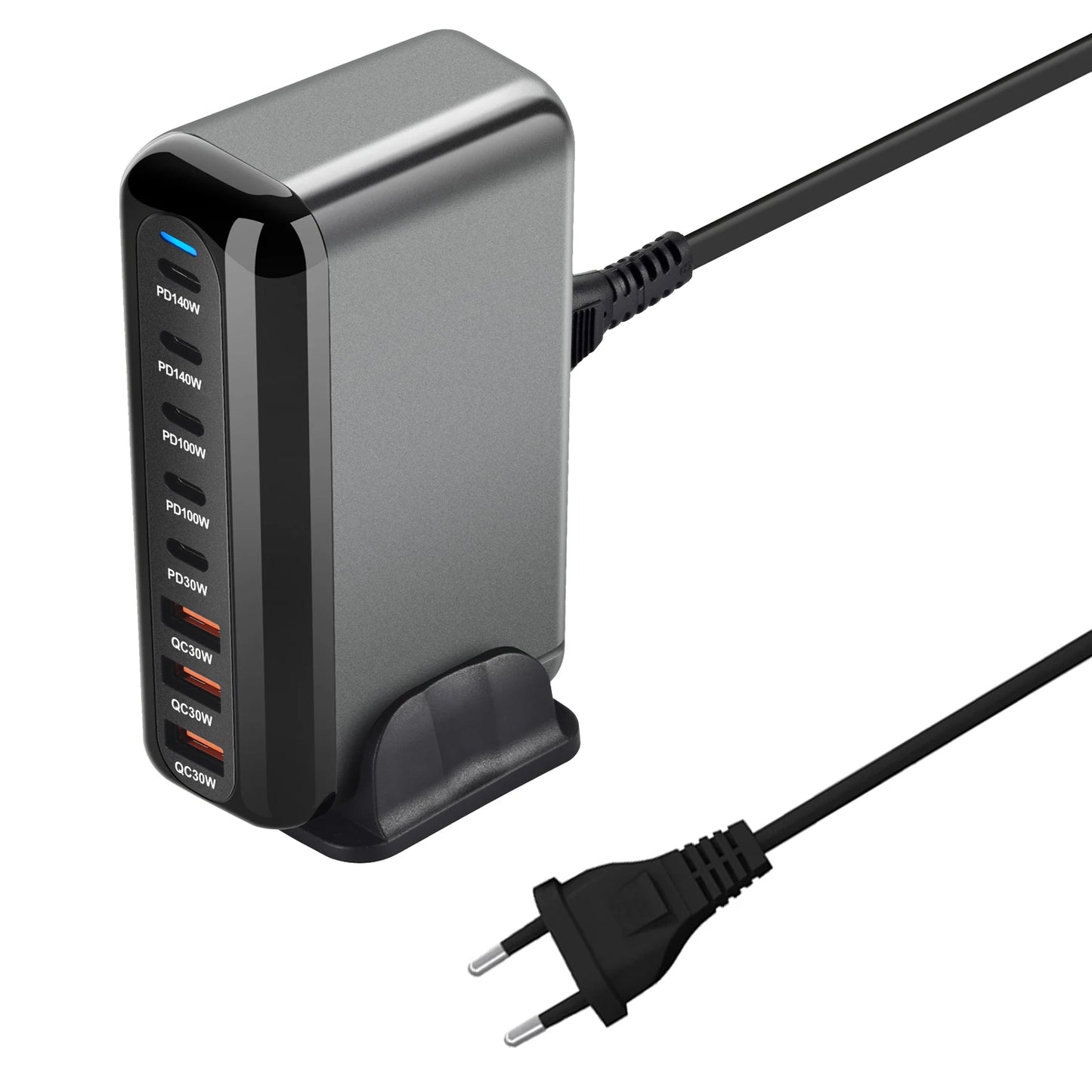 600W GaN 8-Port USB-C Power Hub - 5 USB-C & 3 USB-A Fast Charging Station with PD Support