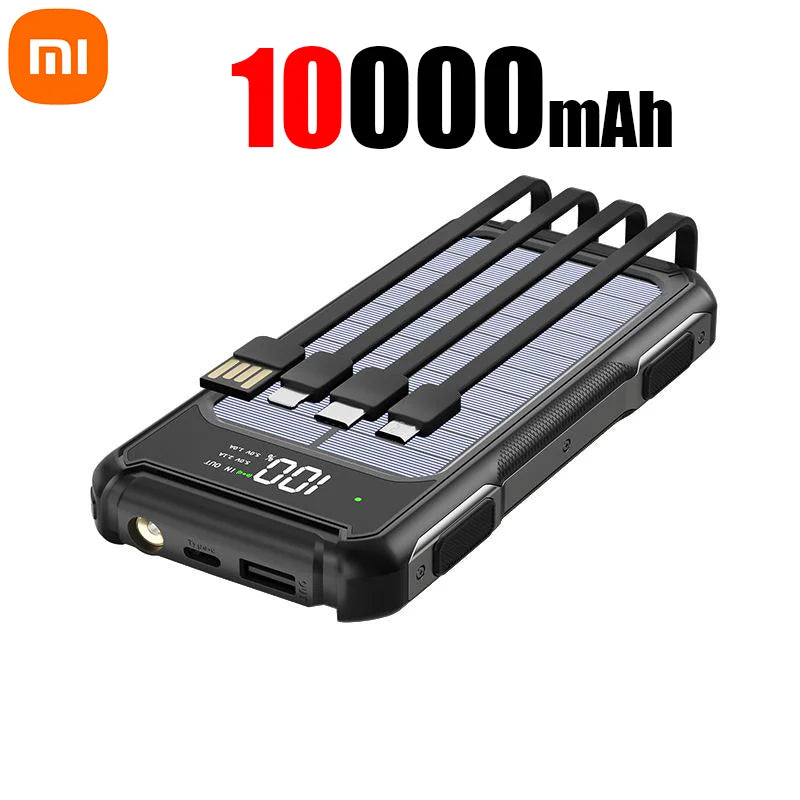 Xiaomi Solar Power Bank with Built-in Cables and Laser Light - 30000mAh Capacity