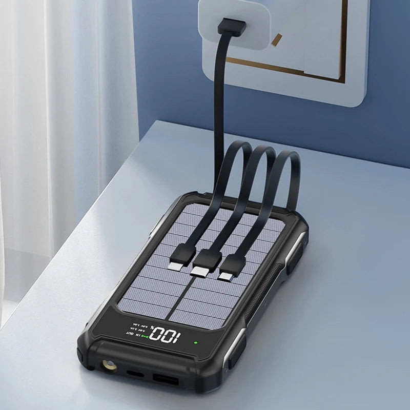 Xiaomi Solar Power Bank with Built-in Cables and Laser Light - 30000mAh Capacity