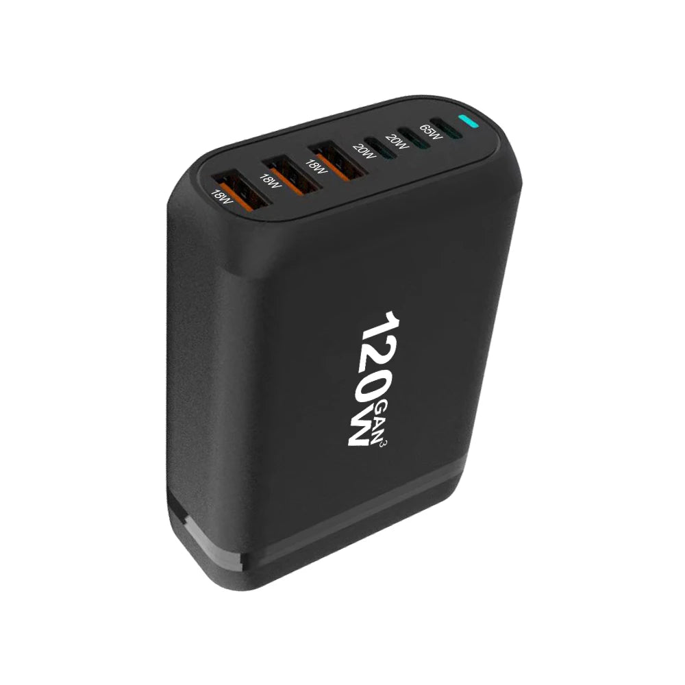 120W GaN 6-Port Fast Charging Hub with PD Support