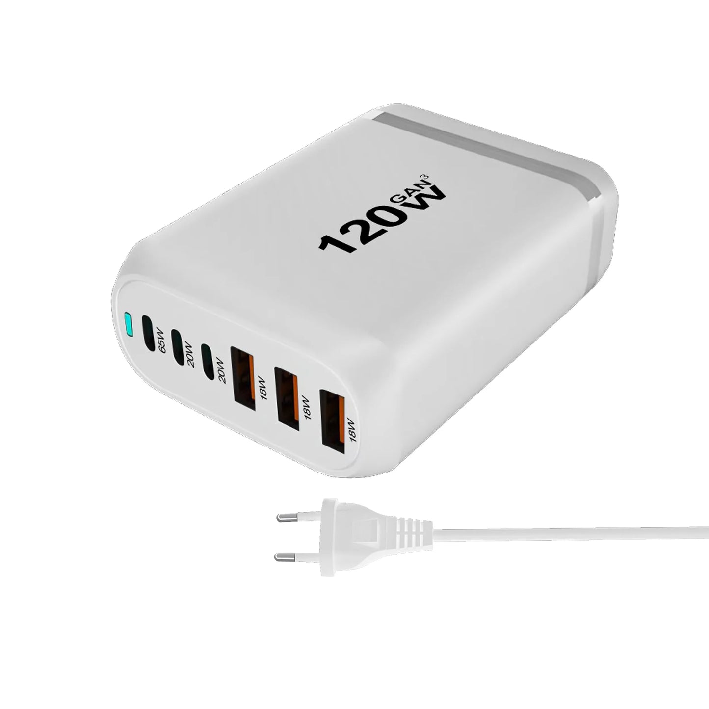 120W GaN 6-Port Fast Charging Hub with PD Support