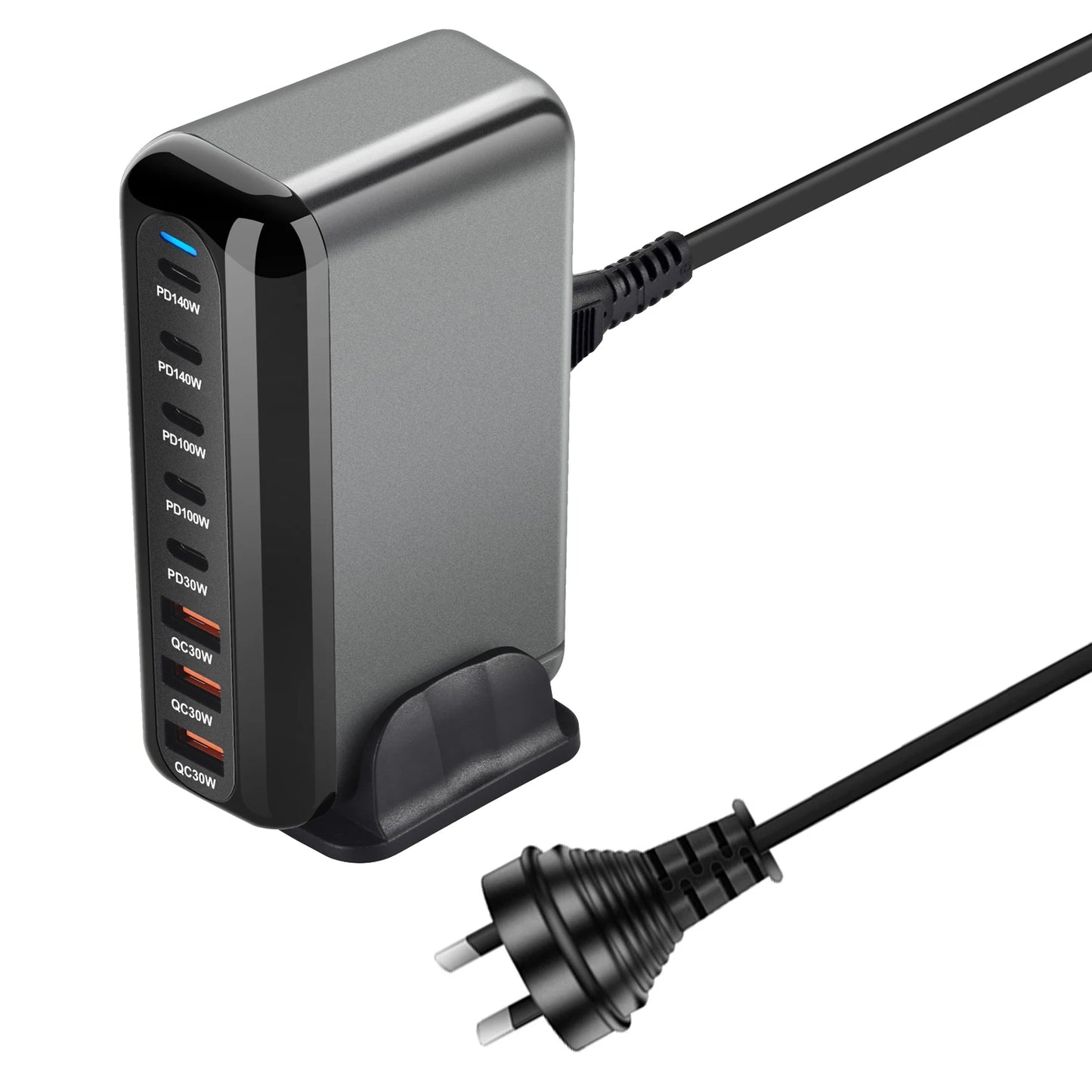 600W GaN 8-Port USB-C Power Hub - 5 USB-C & 3 USB-A Fast Charging Station with PD Support