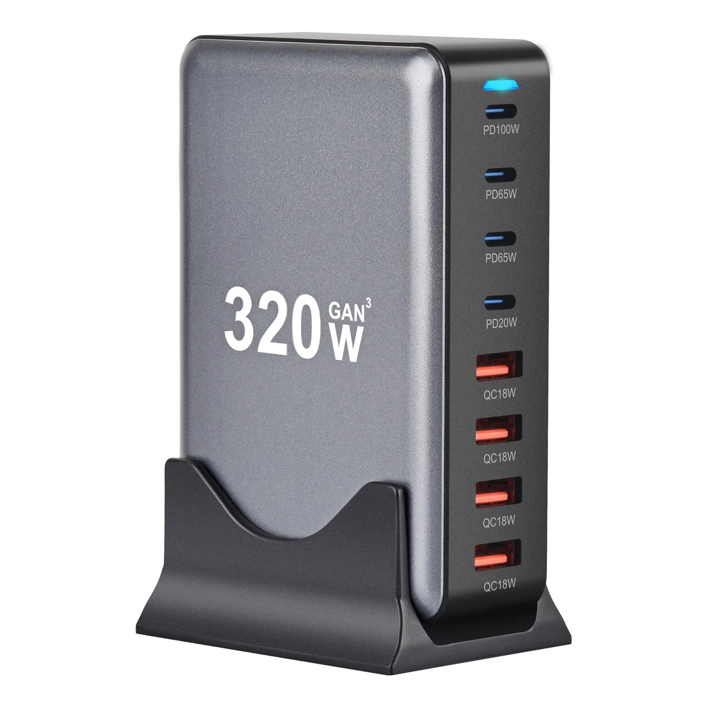 320W GaN 8-Port USB-C Power Station - Fast Charging Hub with PD & QC Support for iPhone 15/14  & Samsung