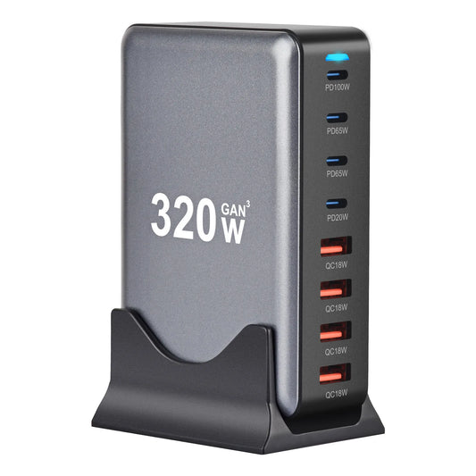 320W GaN 8-Port USB-C Power Station - Fast Charging Hub with PD & QC Support for iPhone 15/14  & Samsung
