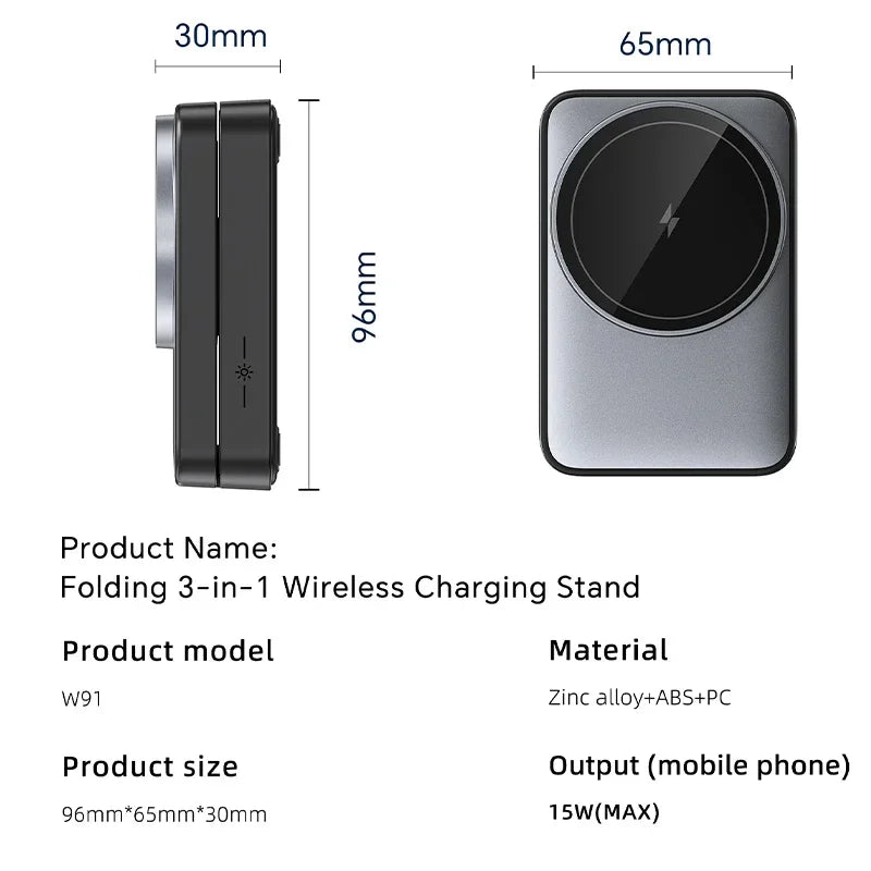 3 in 1 Magnetic Wireless Charging Stand for iPhone, Apple Watch & AirPods